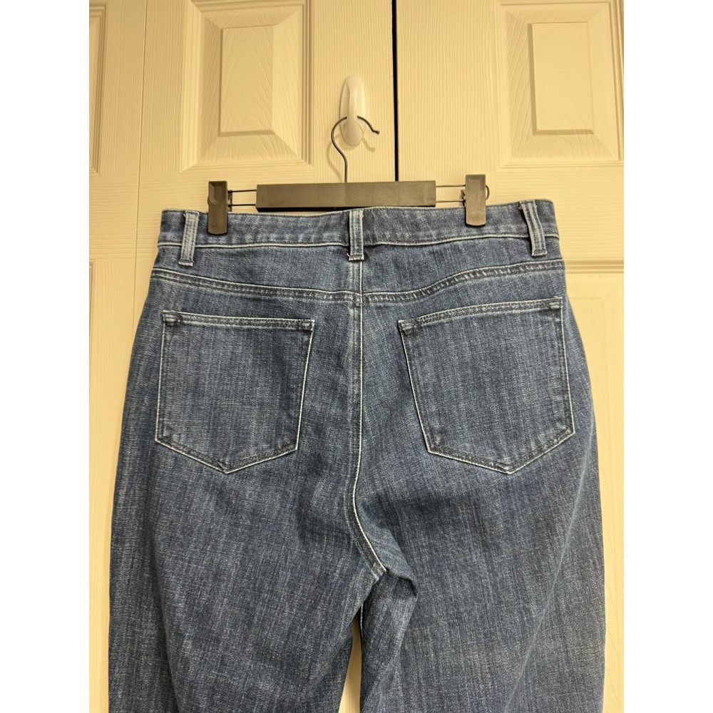 Talbots Straight Leg Plaid Cuff Jeans Women's 10 Blue Denim Wash Zip Fly Stretch - Picture 3 of 8